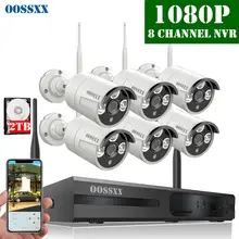 OOSSXX 8CH Беспроводной NVR комплект камер видеонаблюдения 6 шт 1080P 2.0MP Крытый Открытый IP камера безопасности Wifi система видеонаблюдения