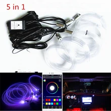 Luz LED RGB para Interior de coche, luz de neón con sonido activo, Multicolor, Control por Bluetooth, ambiente, Kit de 12V, novedad