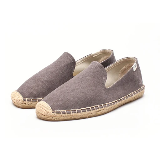 

Men solid color canvas espadrilles, fall caucal flat espadrilles loafers in grey color
