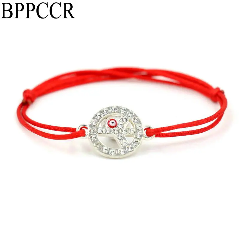

BPPCCR Tree In Circle Turkey Evil Eye Red Thread Rope String Bracelet For Women Silver Color Zircon Lucky Bracelets Love Jewelry