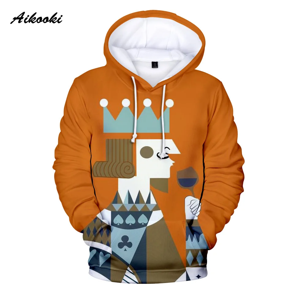 Aikooki KING QUEEN толстовки для мужчин/женщин с капюшоном 3D дизайн игральные карты покер