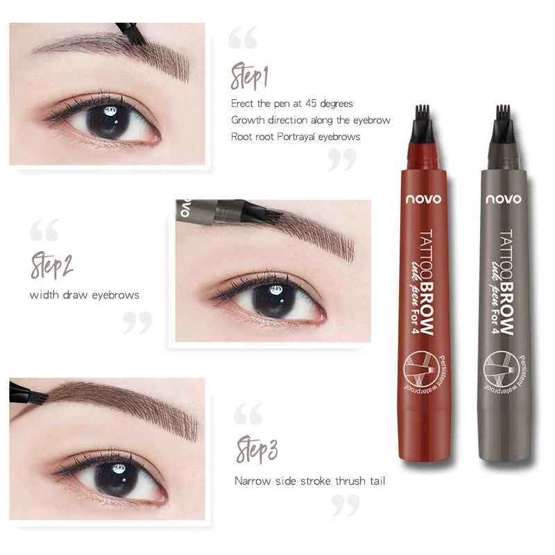 1PC Hot sale Tattoo Eyebrow Pencils Waterproof Fork tip Eyebrow Tattoo Pen 4 Head Fine Sketch Enhancer Korean Cosmetics