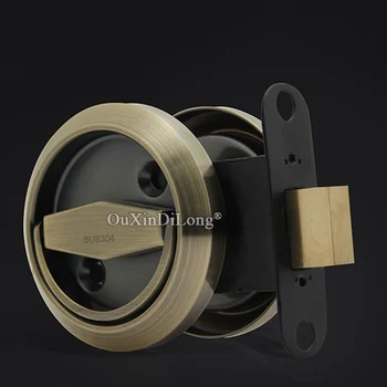 

304 Stainless Steel Cup Handle Recessed Door Handles Cabinet Invisible Hidden Pull Handle Fire Proof Set Disk Ring Lock 4 Colors