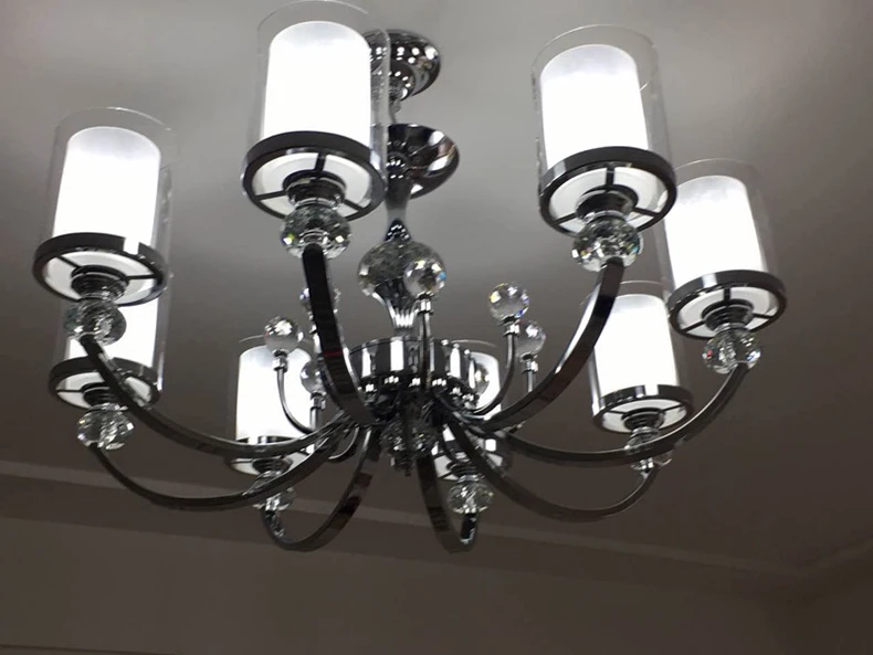 Современные хрустальные светодиодные люстры, хромированные металлические люстры для столовой, светодиодные подвесные люстры, Светильники для гостиной, подвесные светильники
