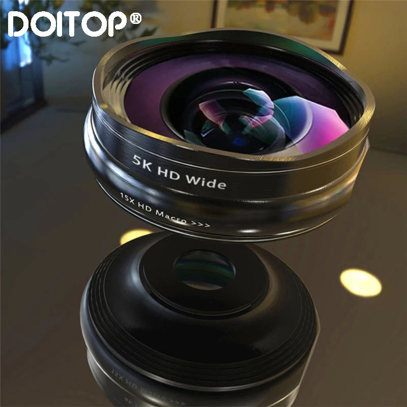 

DOITOP 5K HD Phone Lens Wide Angle Macro Lens No Distortion 0.45X Professional 2 in 1 Camera for Smartphone iPhone Mobile
