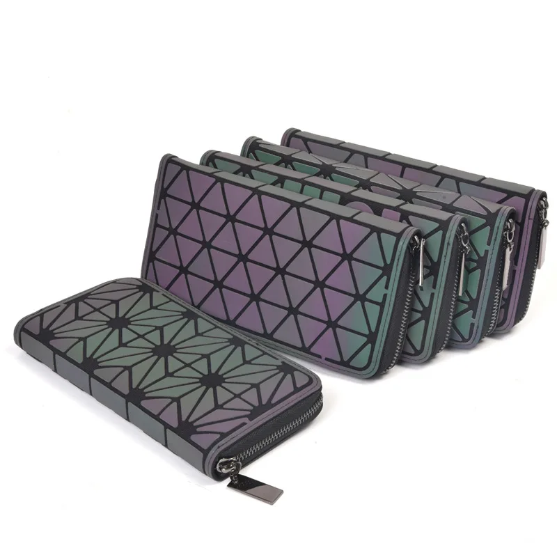 

2017 New Luminous Women Long Wallets Geometric Lattice Wallet diamond Women Clutch Purse baobao Female Purse Card Holder