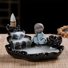 Керамические горшки водопад маленький монах обратного потока благовония горелка Лотос Зеленый завод благовония держатель домашний ароматерапия Декор