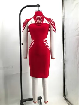 

New Fahsion Women Dress Red Sey Strap Bow Neck Sleeveless Bandage Dress Club Dress