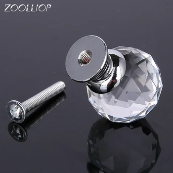 Crystal Glass Knobs 20 40mm Diamond Shape Design Cupboard Drawer Pull Kitchen Cabinet Door Wardrobe Handles Hardware