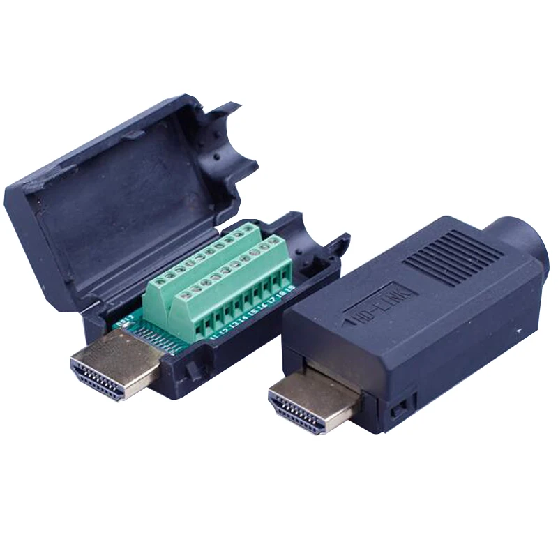 

HDMI 2.0 HD Adapter Male Connector Breakout to 19P Terminal Board, No Need Soldering High Quality, with housing Shell