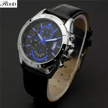 Sport Montres pour Hommes Étanche Auto Date Bracelet En Cuir Montres ROOD Marque De Luxe Design De Mode Quartz Reloj Hombre