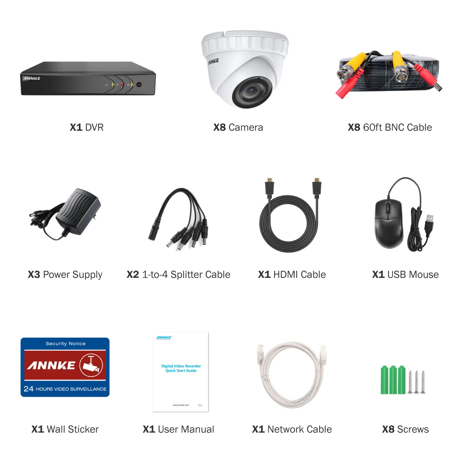 ANNKE 16CH HD 3MP CCTV камера охранная система 5в1 HDMI DVR 8 шт. TVI Купол Открытый Всепогодный