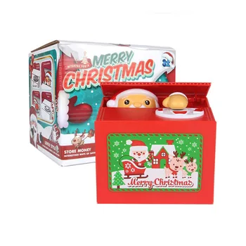 

Santa Claus Elextronic Piggy Bank Plastic Saving Cash Counter Automatic Stealing Coin Money Box Children Christmas Toy