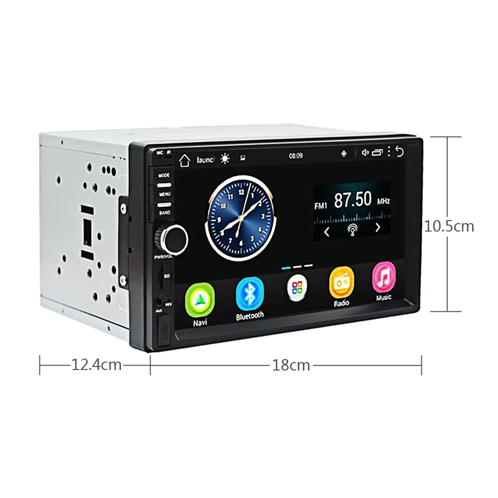 Podofo 7 Android Car Radio Stereo GPS Navigation Bluetooth USB SD 2 Din Touch Car Multimedia