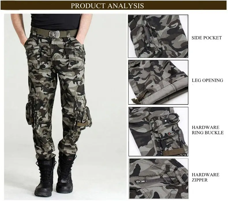 Outdoor Camouflage Multi Pockets Casual Pants Men's Military Tactical  Trousers Overalls 