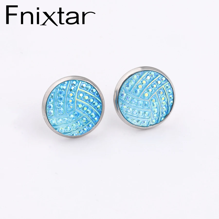 

Fnixtar Round Resin AB Color Shiny Stripe Stud Earrings Stainless Steel Druzy Earring For Women Jewelry Gift 20pair/lot