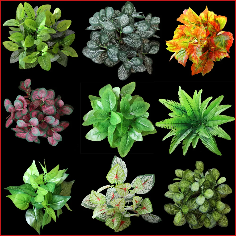 Image 1PC Plastic Imitation Fern Green Grass Artificial Plants For Household Store Dest Rustic Decoration Clover Plant Wedding Flower