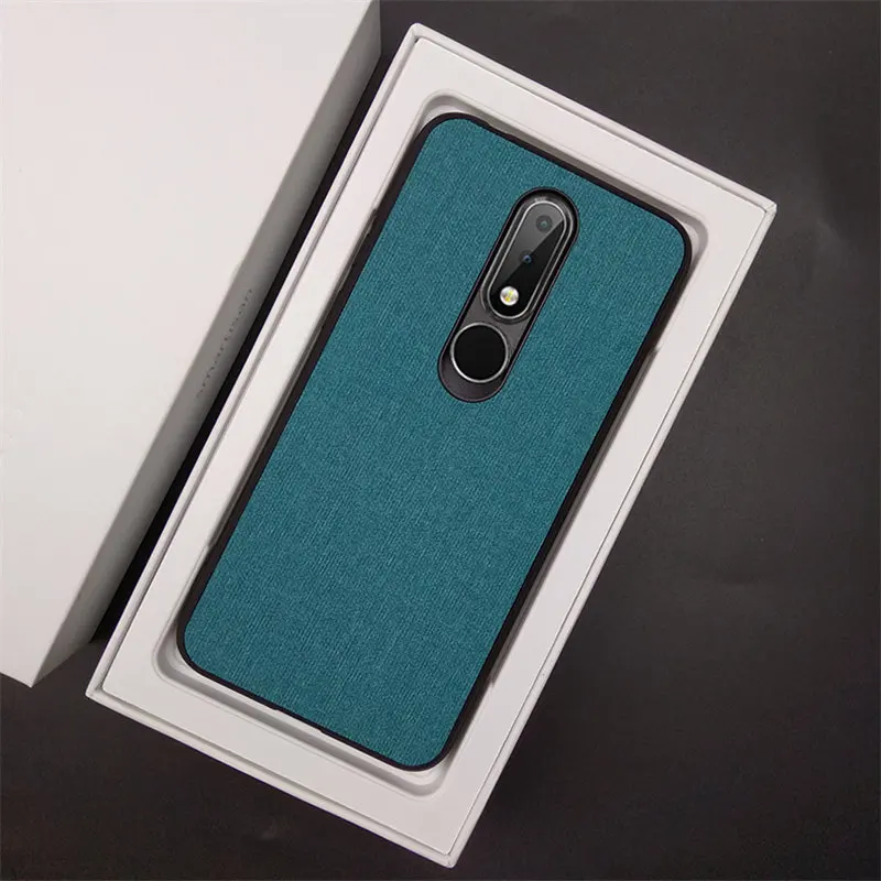 

Luxury Fabric Matte Cloth PC Hard Back Cover For Nokia 6.1 Plus Case Soft TPU Edge Leather Skin Phone Case For Nokia X6 2018