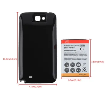 

High Capacity 3.7V 6800mAh Replacement Extended Battery For Samsung Galaxy Note 2 N7100 Battery with Back Cover for Galaxy Note2
