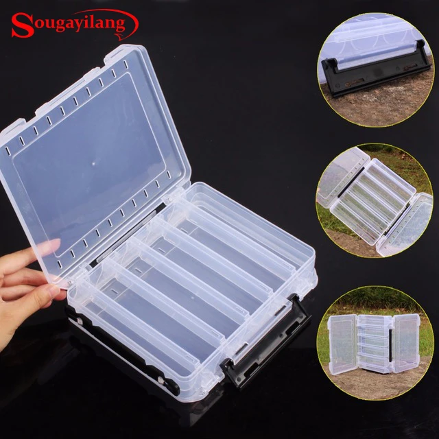 Image Sougayilang Plastic Double Sided High Quality Fishing Box Spinner Bait Minnow Popper Accessories Lure Case Fishing Tackle Box