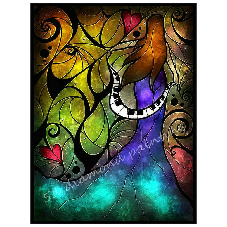 

5d diamond painting abstract piano cartoon dream sticker full square diamond mosaic 3d round diamond embroidery decoration