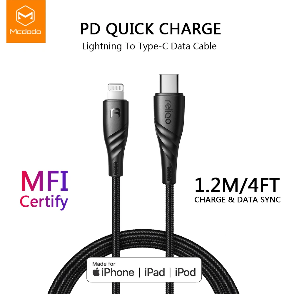 

Mcdodo USB-C PD Fast Charging MFI Cable Type C to For Lightning Charger Data USB C to For iPhone XR XS Max 8 iPad iPod ISO Cable