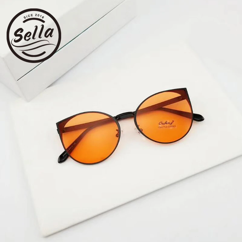 Sella Модные женские летние винтажные Cateye отражающие Солнцезащитные очки
