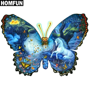 

HOMFUN Full Square/Round Drill 5D DIY Diamond Painting "Butterfly & Unicorn" 3D Embroidery Cross Stitch 5D Decor Gift A00713