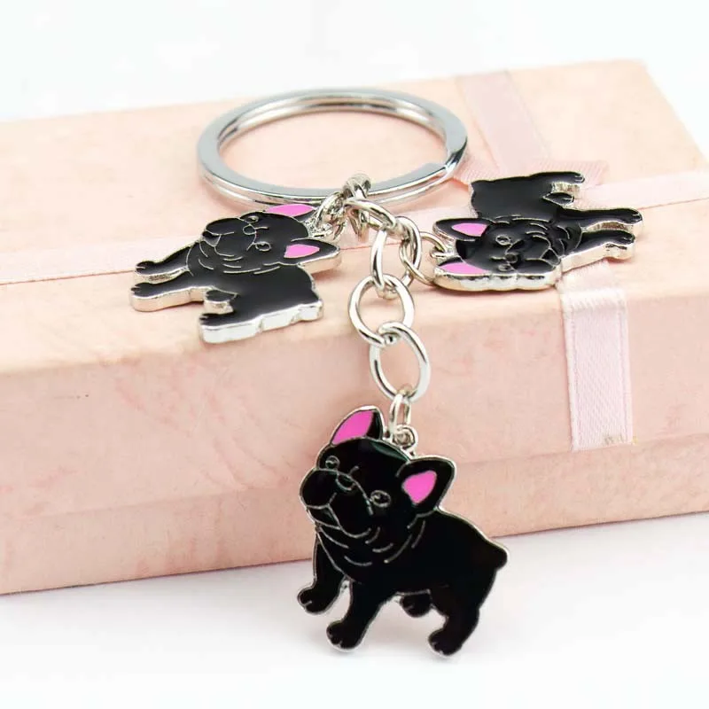 

New Pet Bulldog Charms Keychain Dog Tag Key Keychains Woman Car Key Ring Wholesale Metal Key Chain Pendants Keychains Men Gift