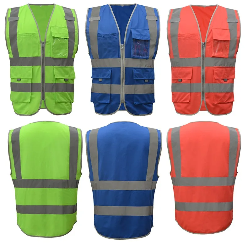SFvest hi vis yellow vest blue safety vest reflective polyester knitted reflective company printing