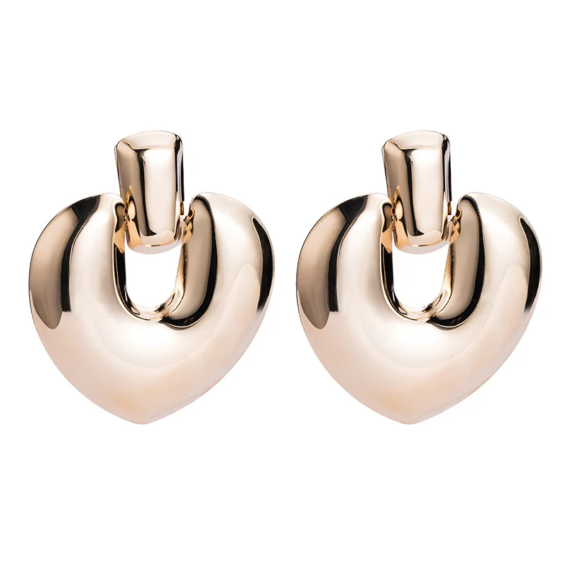 

2019 New Vintage Drop Earrings For Women Big Gold Silver Color Heart Dangles Fashion Hollow Earrings Girls Jewelry Gift Jewelry