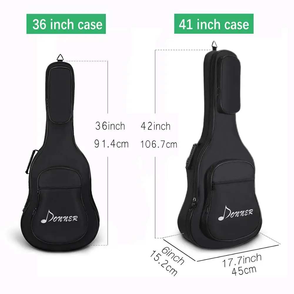 DeTrust Acoustic Guitar Bag 41 Inch Acoustic Guitar Bag Triple Gusseted Storage Pockets Nylon Black
