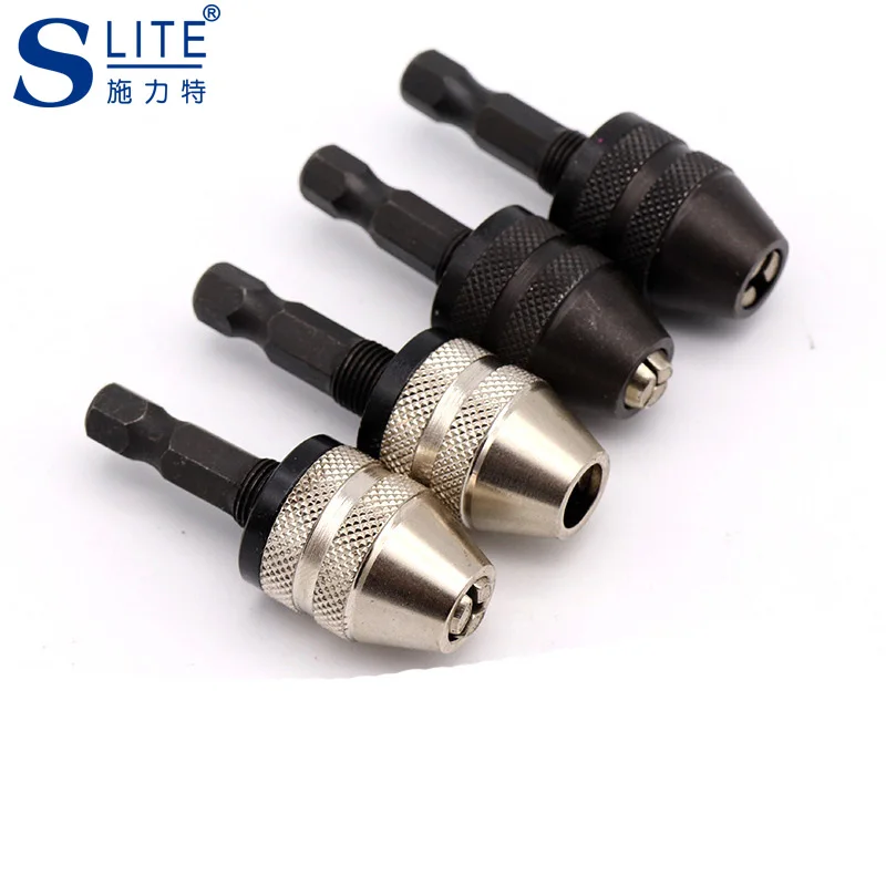Slite Three Jaw Converter Chuck 0.3-6.5mm Six Corner Handle Push Pull Chuck Alloy Dremel Bit
