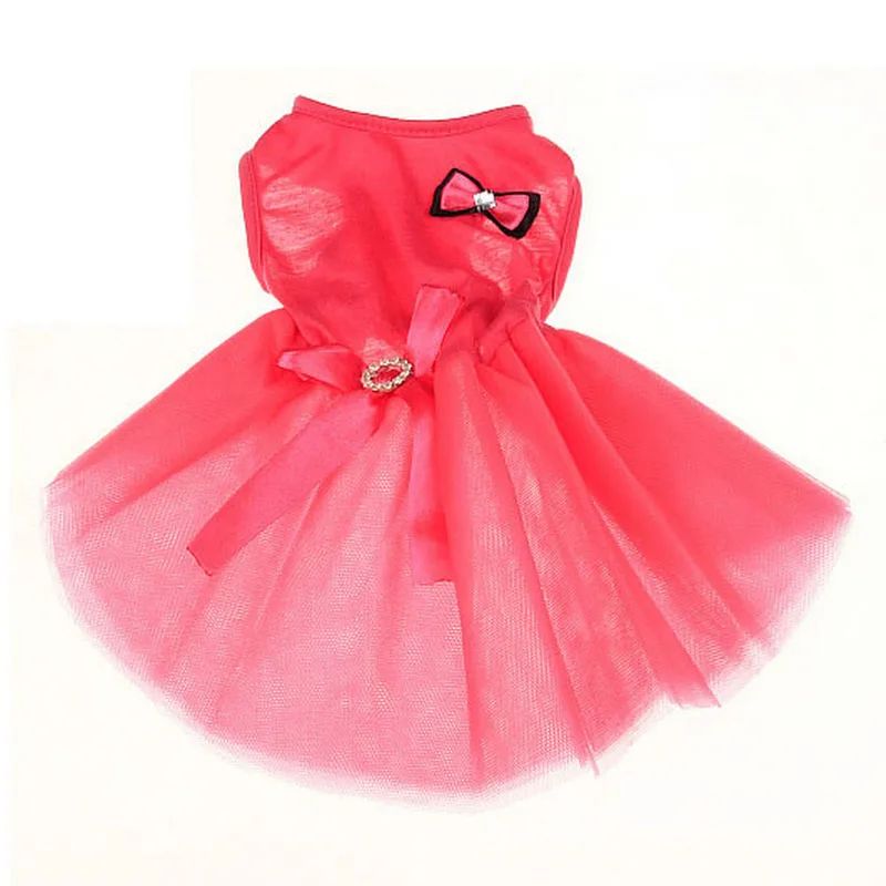 Casual Dog Dress Summer Cotton Bowknot Pet Clothes Wedding Princess
