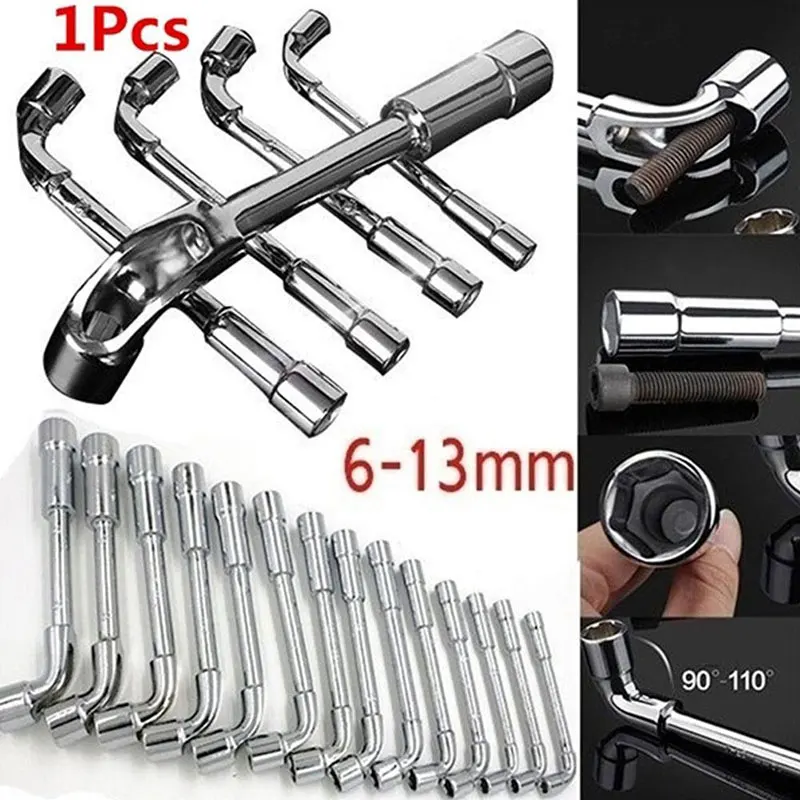 

6/7/8/9/10/11/12/13mm L Type Pipe Perforation Elbow Wrench Double Head Outer Hexagon Sleeves Wrench For Remove Fix Screw Nut New