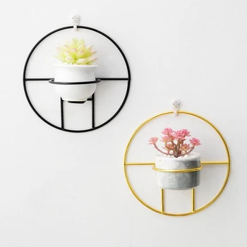 

Ceramic Flowerpot Wall Mounted Succulent Plant Pots with Wire Frame for Home Office Vaso di fiori semplice RT99