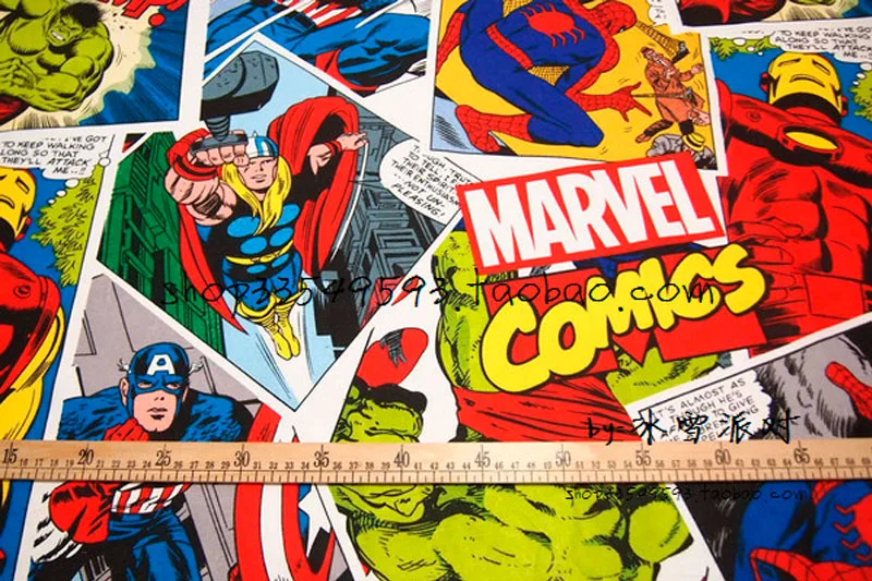 140X100cm Marvel Comics The Avengers Assemble Thick Cotton Fabric for Baby Boy Curtain Hometextile Bags Patchwork DIY