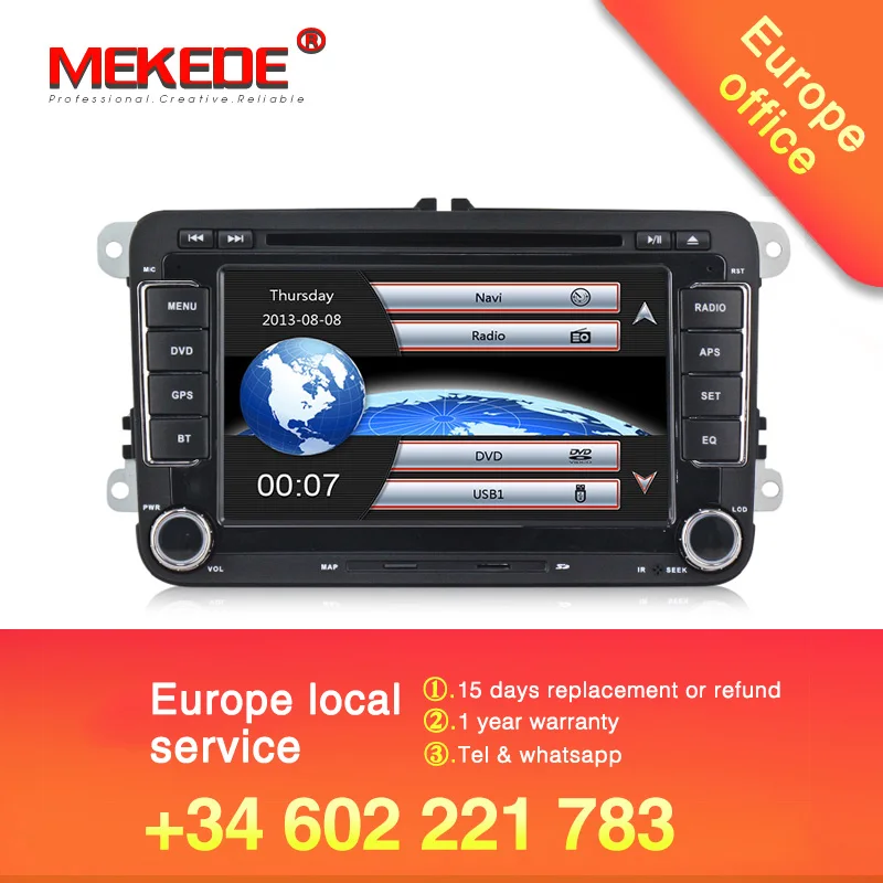 Best MEKEDE Car DVD Player GPS Navigation Two Din 7 Inch For Volkswagen Skoda POLO PASSAT B6 CC TIGUAN GOLF 5 Fabia support 1080p 2