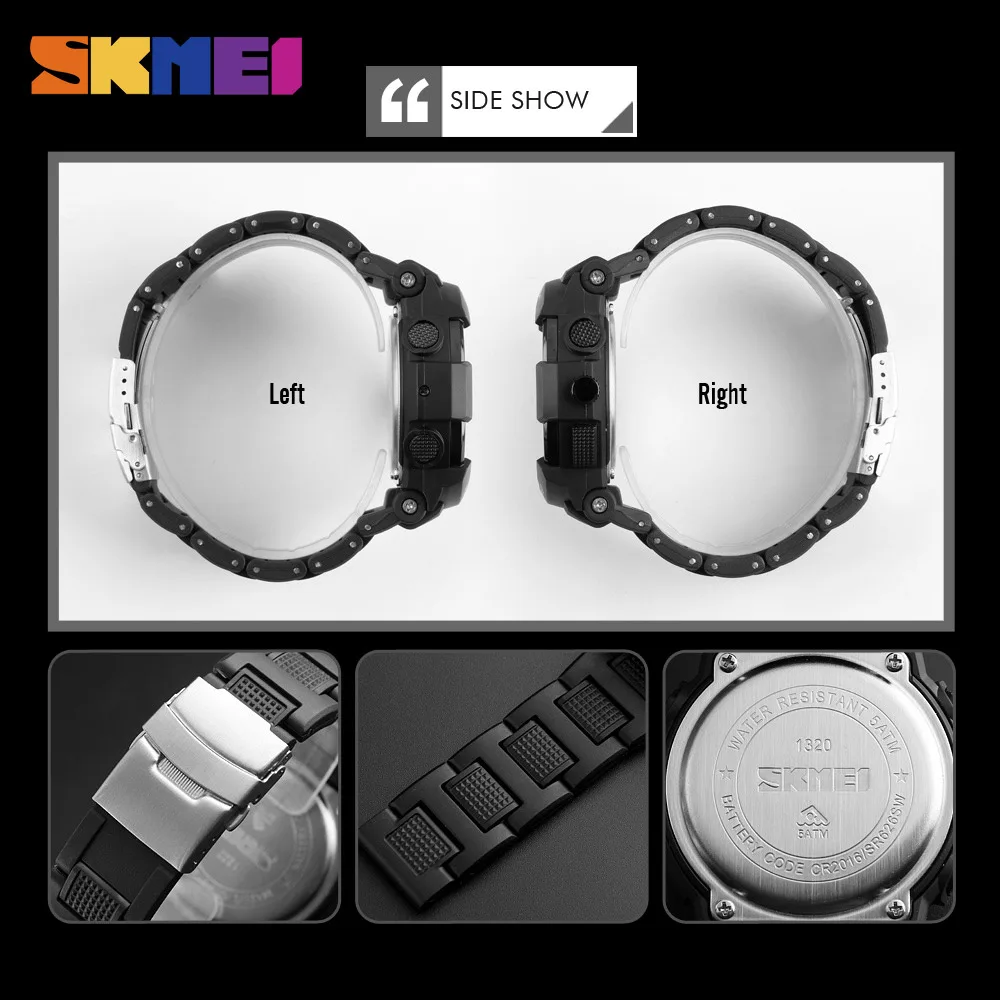 SKMEI 1320 цифровой 2 раз подсветкой Наручные часы хронограф жизнь Водонепроницаемый