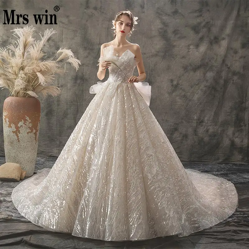 2021 Новое свадебное платье Mrs Win сексуальное бальное без бретелек роскошное