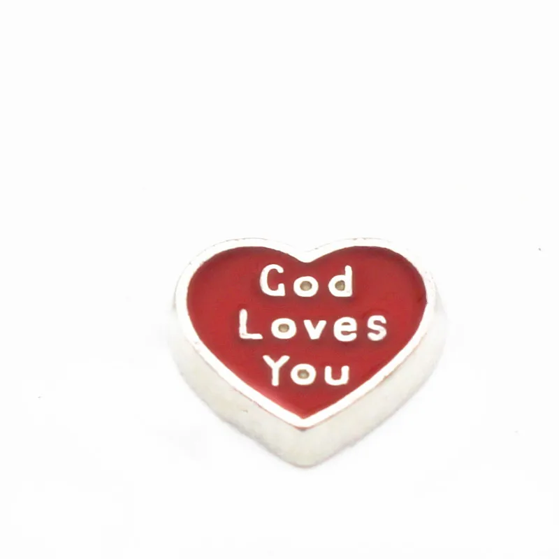 

Newest 20pcs/lot god loves you heart floating charms jewelry for living glass memory floating lockets Accessories