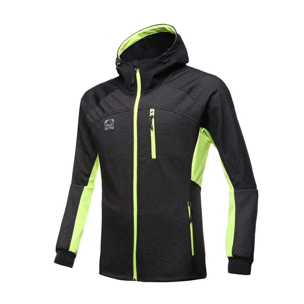 Goedkoop Outto mannen Winddicht Fietsen Jas met Kap Volledige Rits Waterdichte Windjack Lange Mouwen Winter Thermische Outdoor Sport Jas