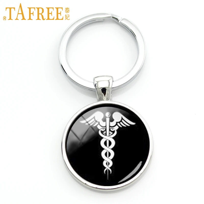 

TAFREE Retro charm medical caduceus key chain classic caduceus medical symbol keychain personalized doctors jewelry gift KC325
