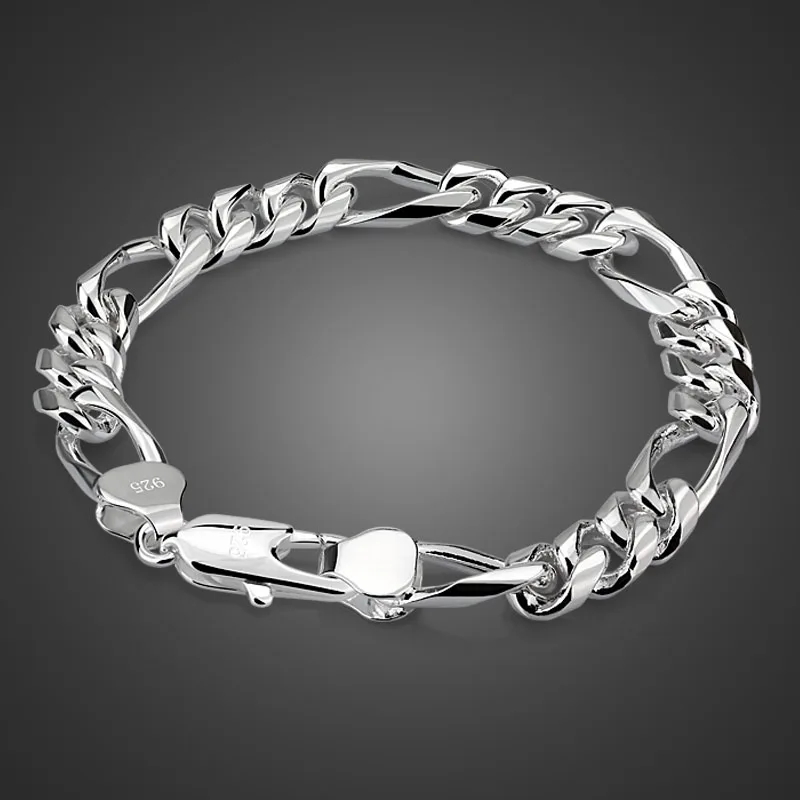 

Wholesale men silver bracelet Fashion Solid 925 Sterling Silver Whip Men Bracelet. Men holiday gifts simple silver jewelry