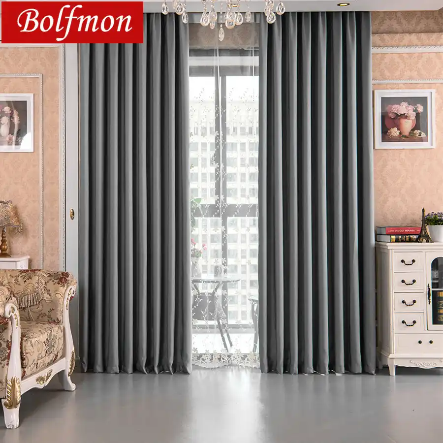Latest Soild Deep Grey Blackout Curtain Room Darkening Grommet