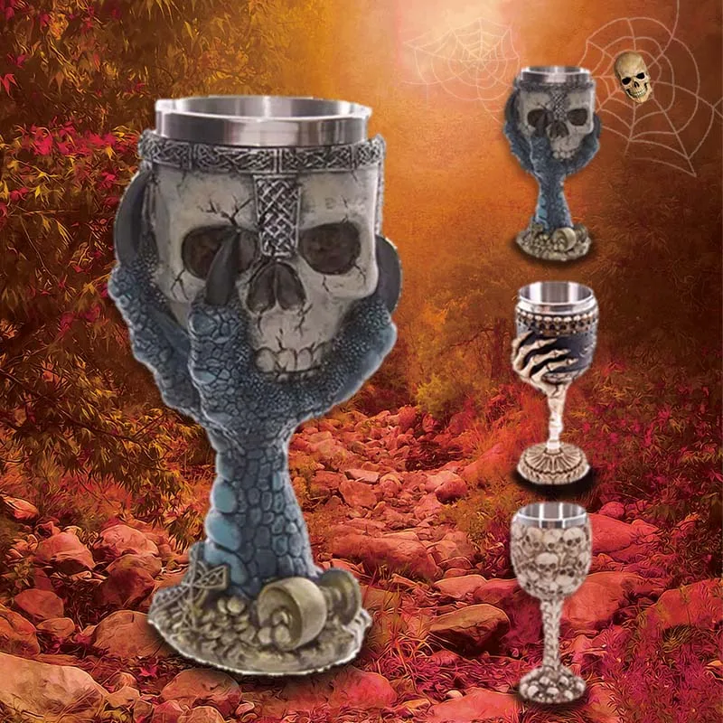 

Party Gothic Goblet Halloween Punk Coffee Mug Cups Skull Wine Beer Cups Cocktail Glasses Whiskey Cup Novel Bar Drinkware Gifts