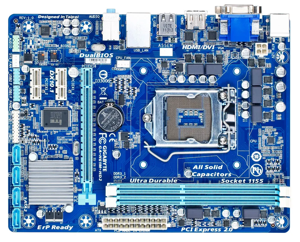 

Gigabyte GA-H61M-HD2 Desktop Motherboard H61M-HD2 H61 Socket LGA 1155 For Core i7 DDR3 16G Micro-ATX Original Used Mainboard