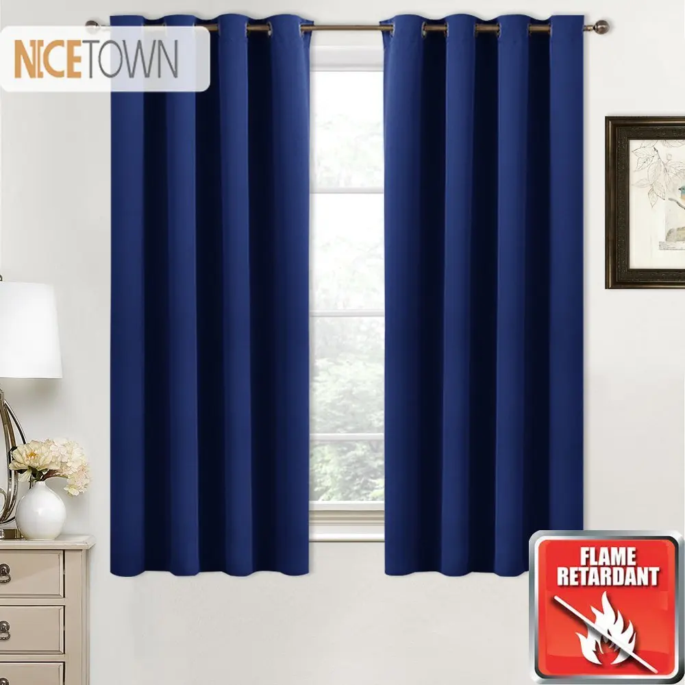 2 Panels Grommet Inherent Flame Resistant Window Curtains Thermal