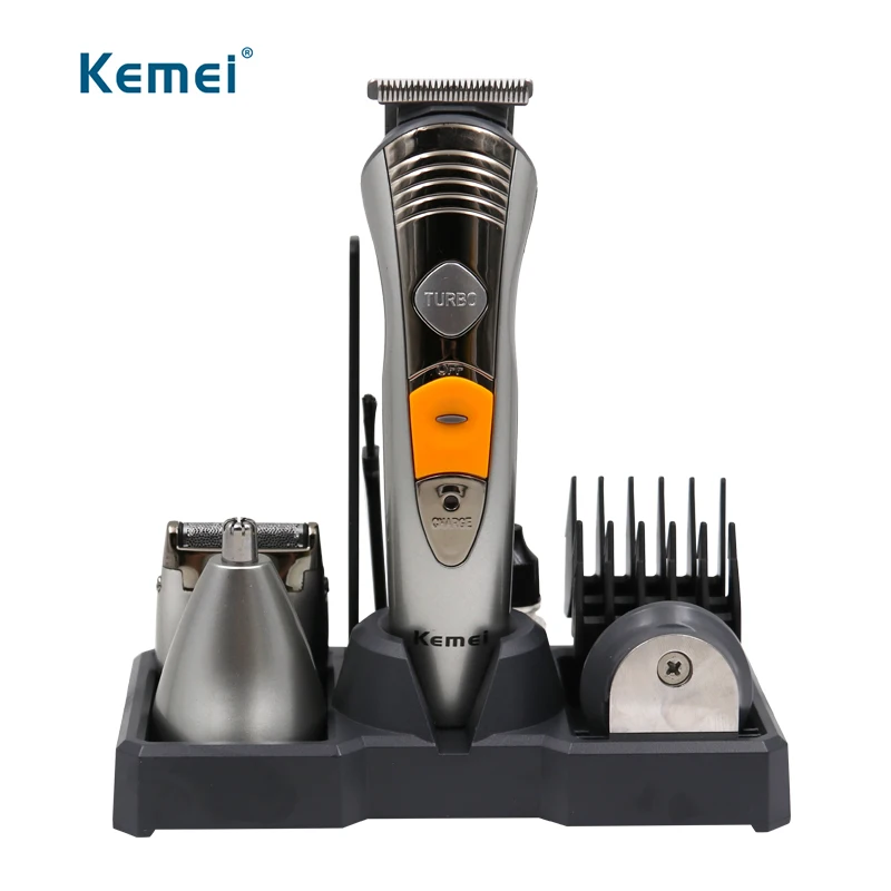 Дешево 7 в 1 водостойкая электрическая машинка для стрижки волос Kemei Professional триммер для волос Бритва для бороды для мужчин водостойкая семейная инс...