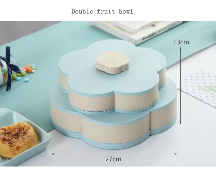 Узор вращения 2-х слойный Лепесток коробка конфет гайка Чехол Коробка для хранения еды для перекуса контейнер Гостиная вращающаяся тарелка для фруктов Настольный Органайзер